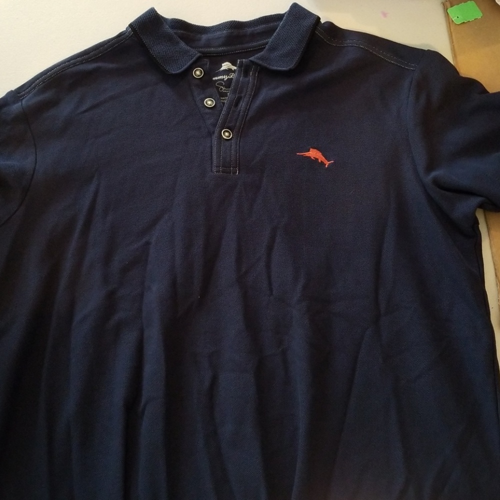 Tommy bahama blue polo orange sail fish euc